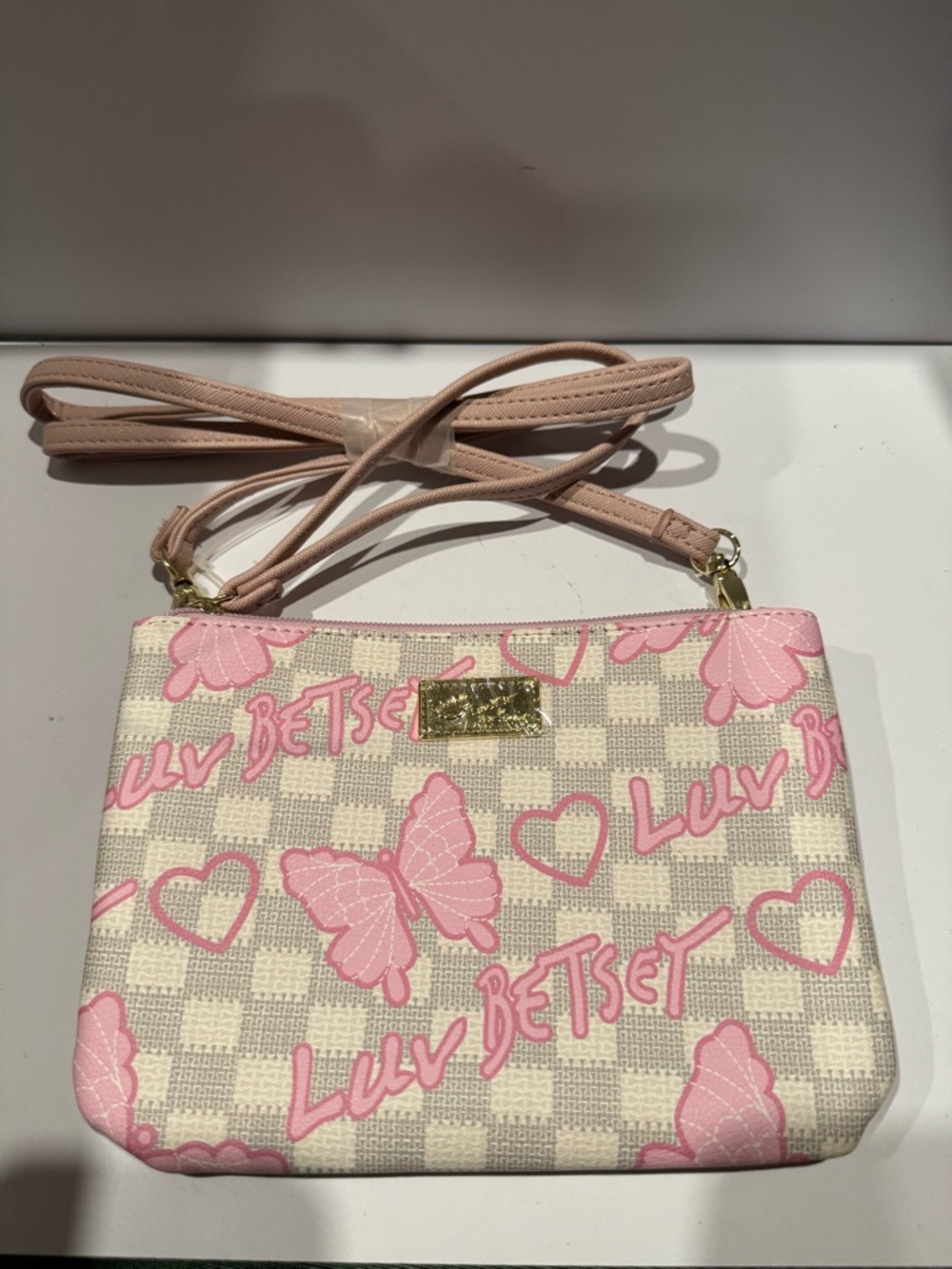 Betsey Johnson Pink & Cream Butterfly Crossbody